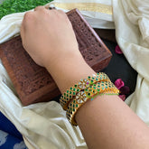 Kada Kundan Bangle -Green Star-G4863